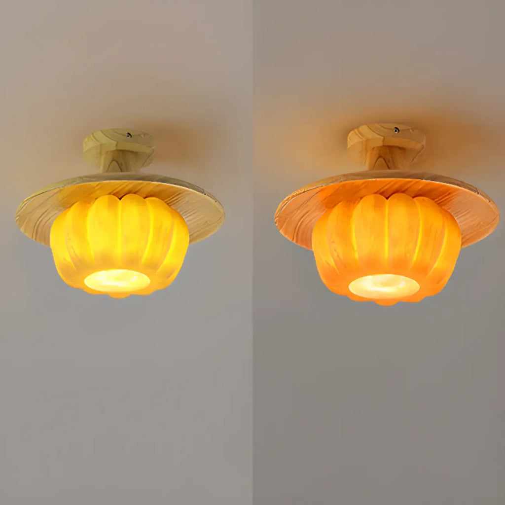 Plafonnier semi-encastré contemporain en forme de citrouille pour les espaces de vie