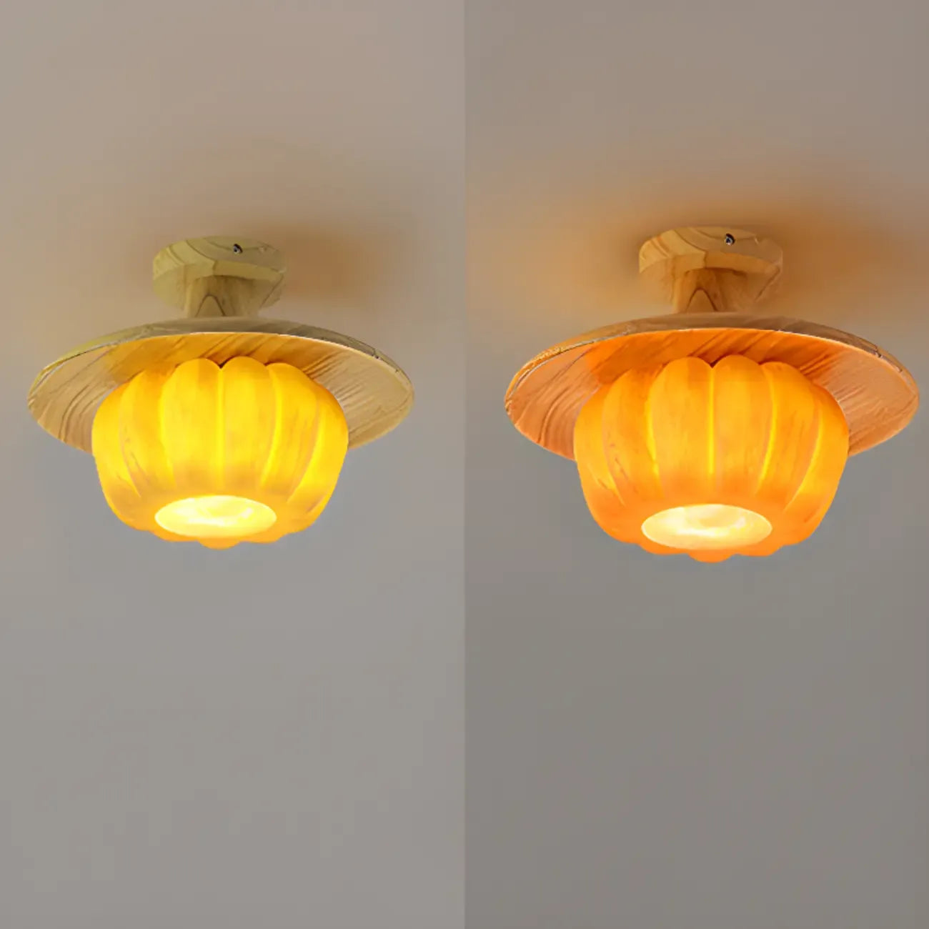 Plafonnier semi-encastré contemporain en forme de citrouille pour les espaces de vie