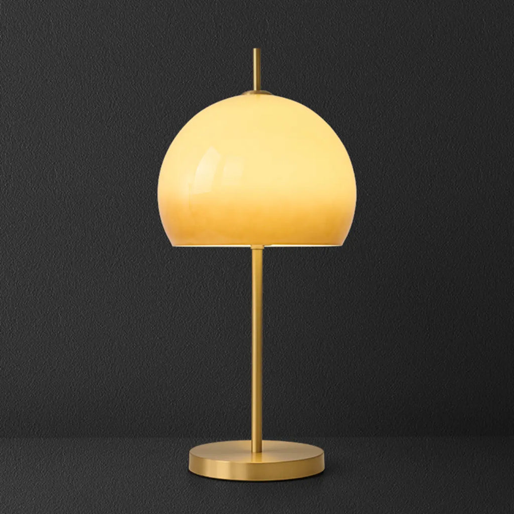 Lampe de chevet nordique en verre orange avec dôme doré