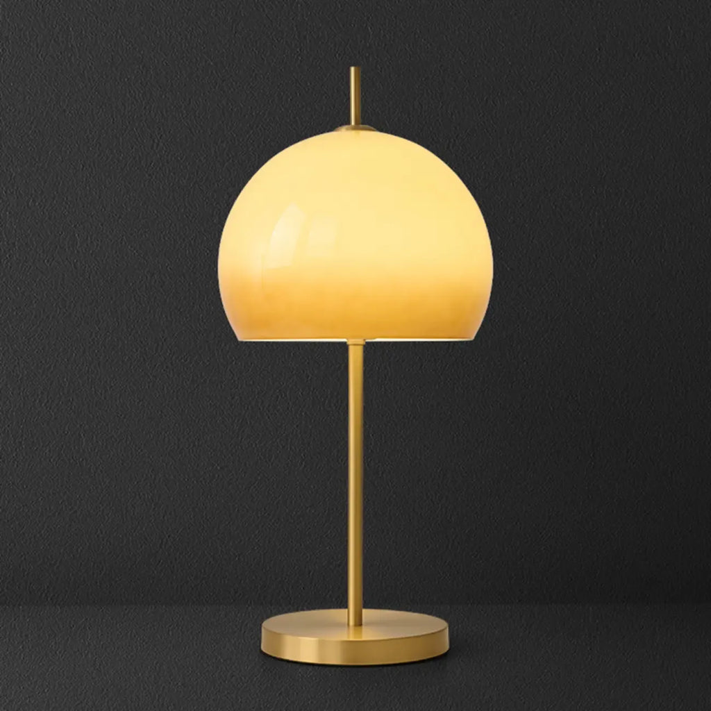 Lampe de chevet nordique en verre orange avec dôme doré