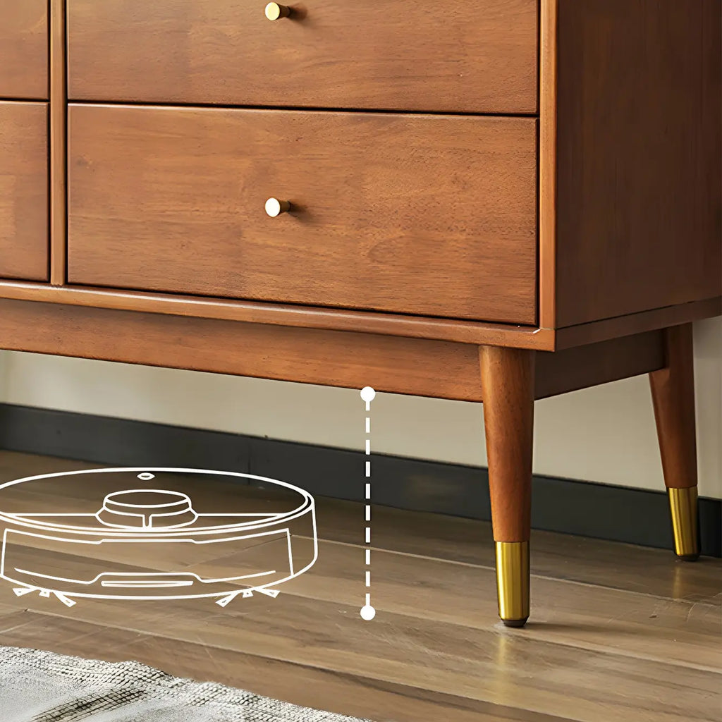 Commodes élégantes en bois avec détails et tiroirs dorés