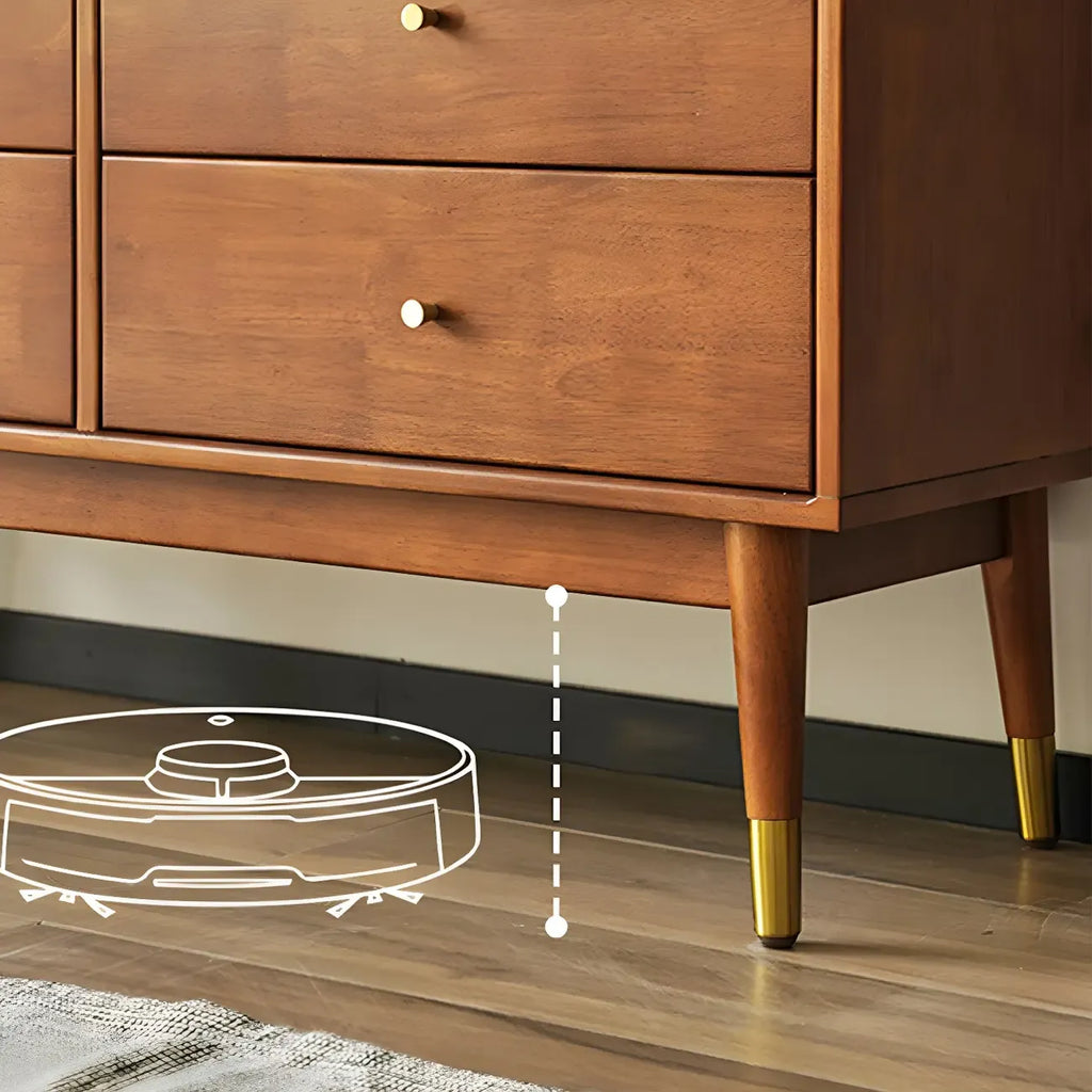 Commodes élégantes en bois avec détails et tiroirs dorés