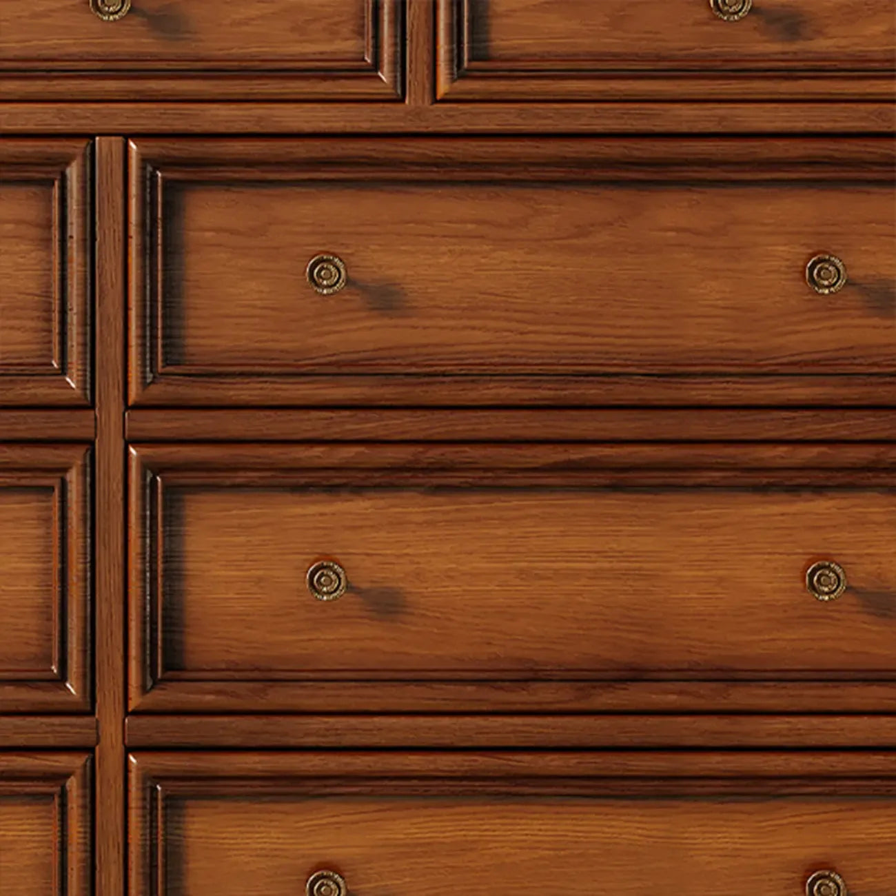 Commode double vintage en bois marron à 9 tiroirs