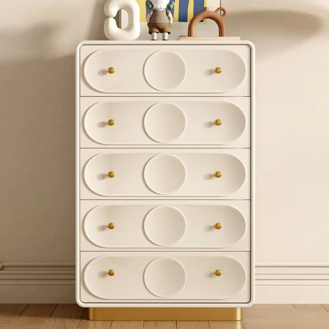 Commode moderne blanche en bois avec tiroirs pour chambre à coucher