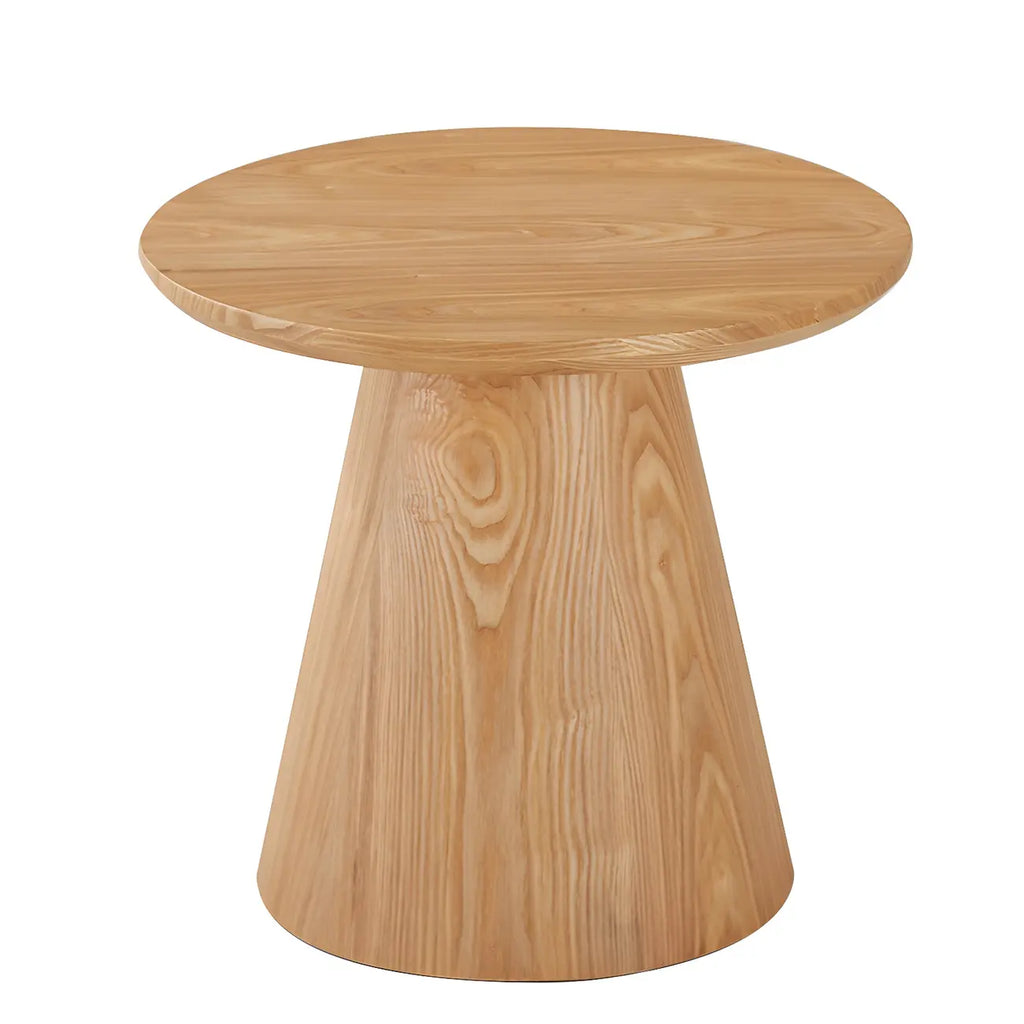 Table d'appoint ronde moderne en bois massif marron pour salon