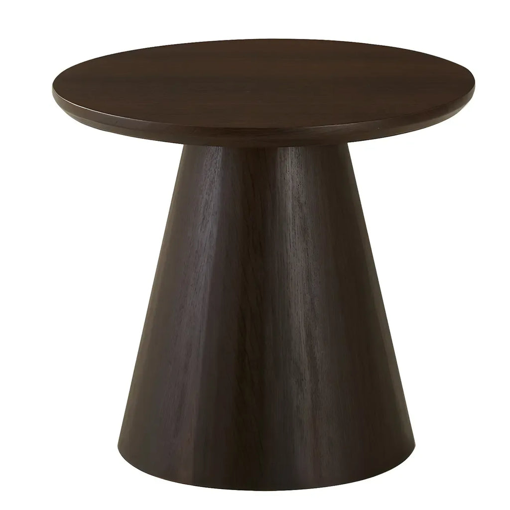 Table d'appoint ronde moderne en bois massif marron pour salon