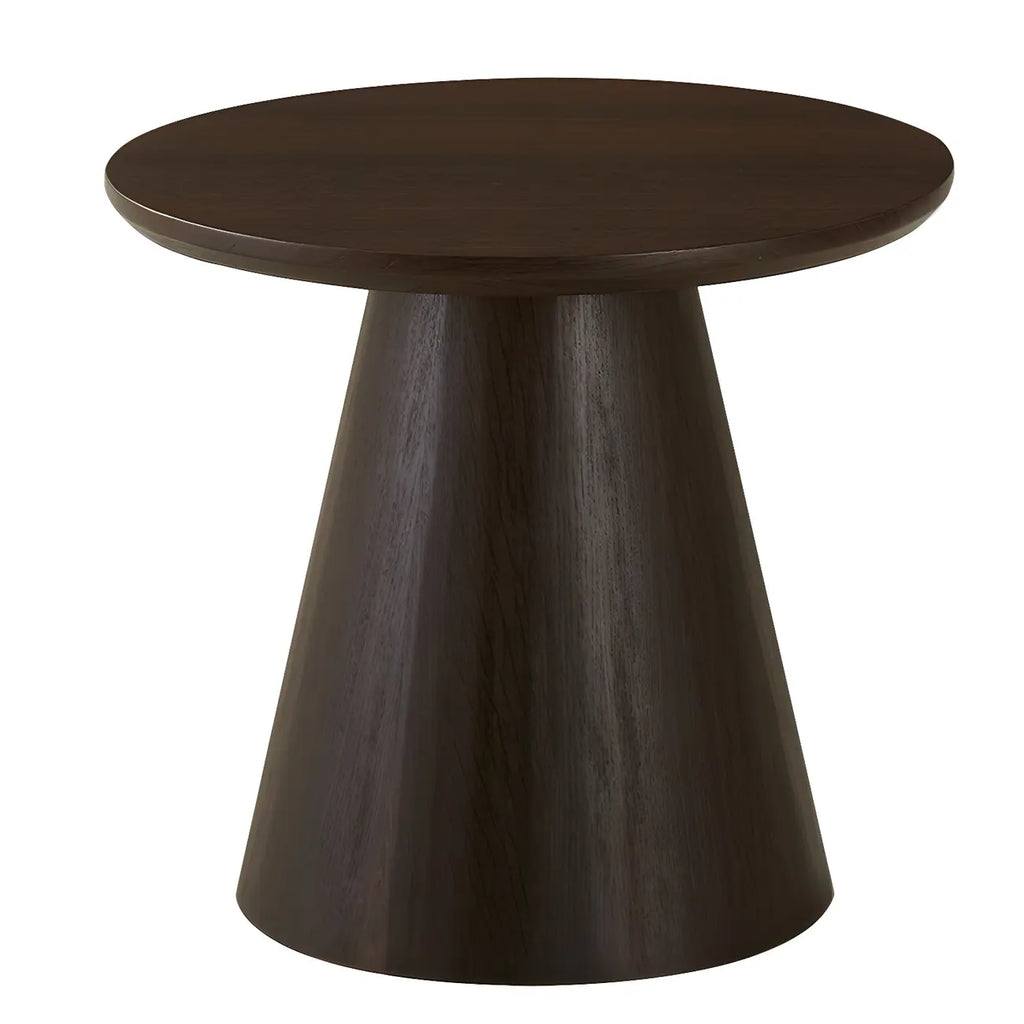 Table d'appoint ronde moderne en bois massif marron pour salon