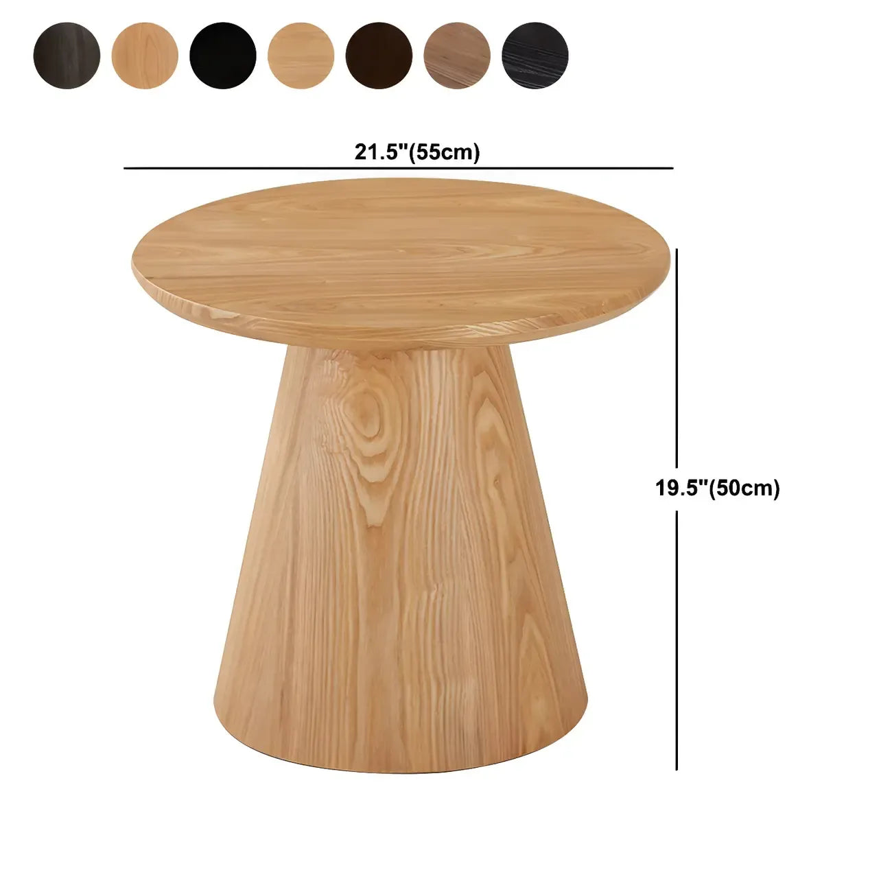 Table d'appoint ronde moderne en bois massif marron pour salon