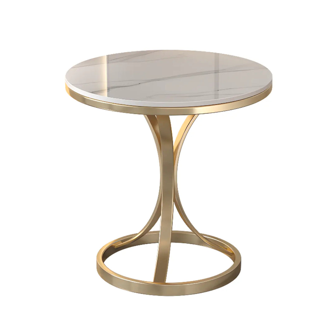 Table d'appoint ronde en métal doré et marbre pour salon