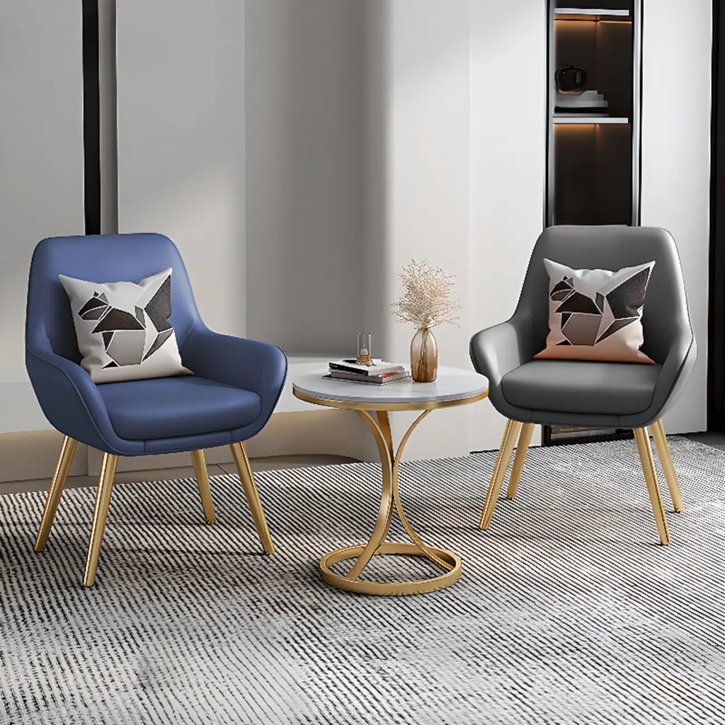 Table d'appoint ronde en métal doré et marbre pour salon