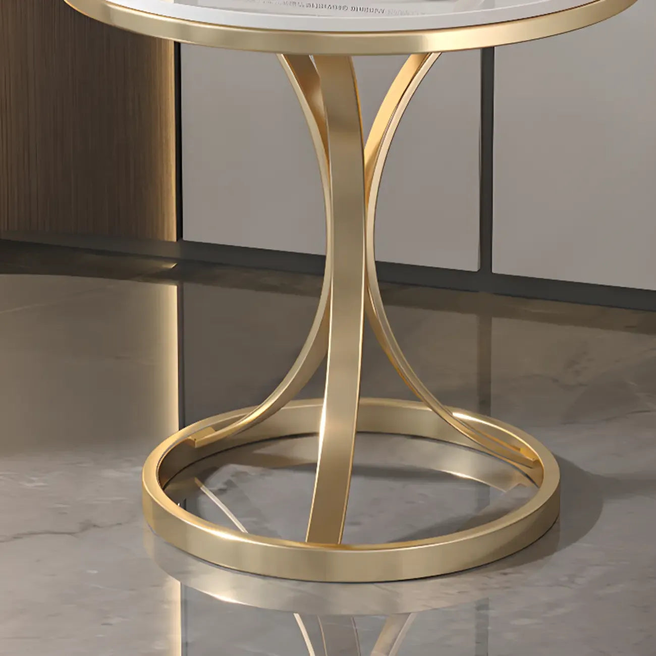 Table d'appoint ronde en métal doré et marbre pour salon