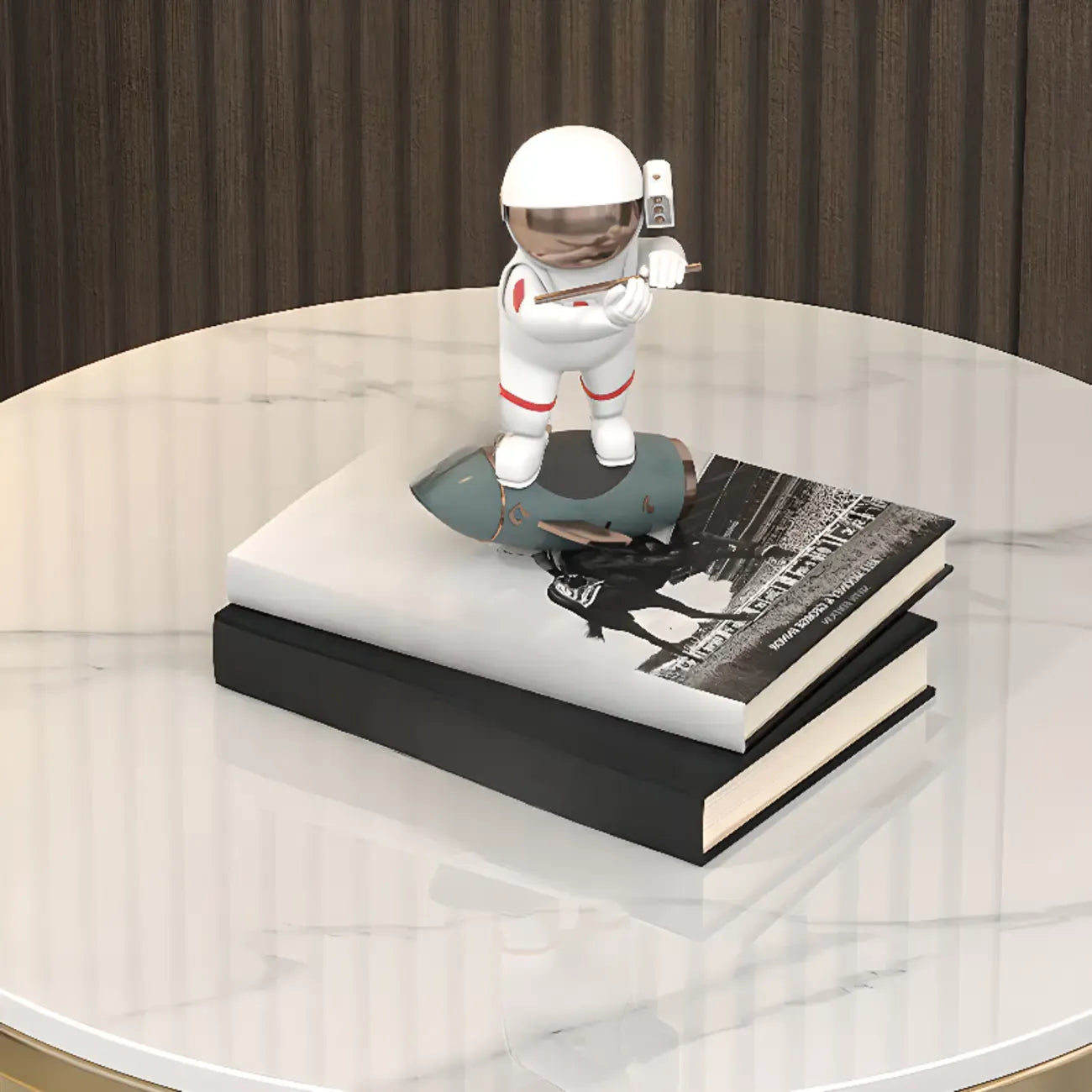 Table d'appoint ronde en métal doré et marbre pour salon