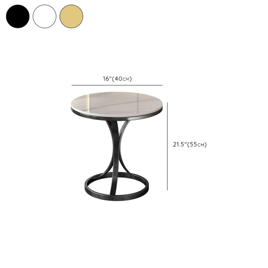Table d'appoint ronde en métal doré et marbre pour salon