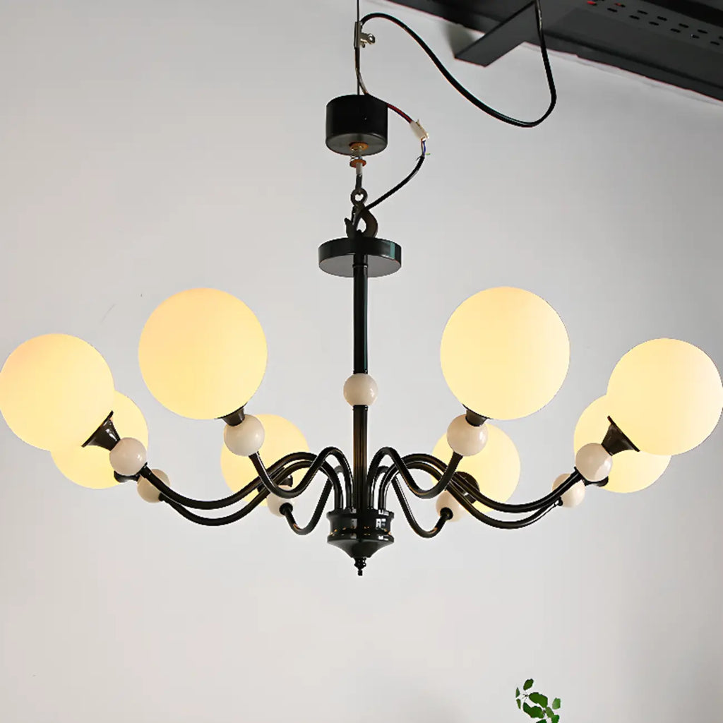 Lustre moderne en verre blanc sphérique pour la décoration du salon