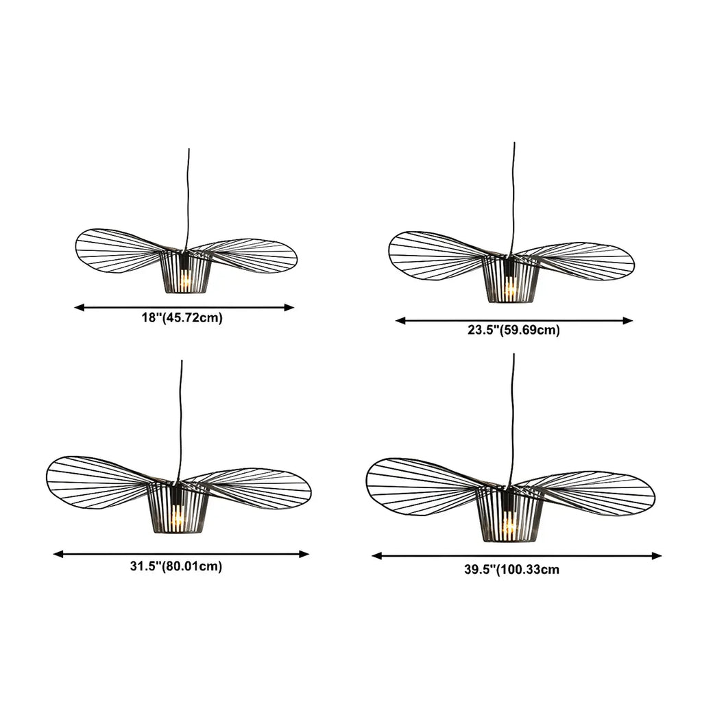 Suspension contemporaine au design linéaire ondulé en feuille de lotus, style chapeau.
