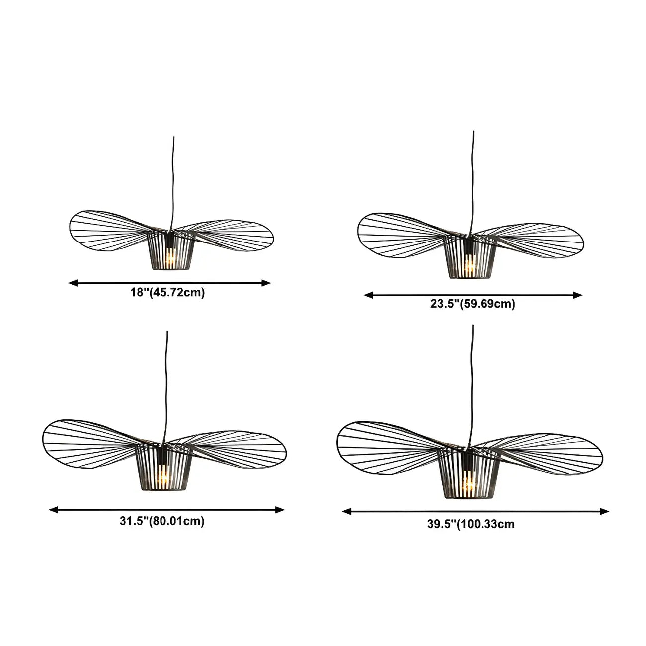 Suspension contemporaine au design linéaire ondulé en feuille de lotus, style chapeau.
