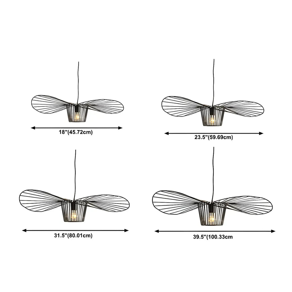 Suspension contemporaine au design linéaire ondulé en feuille de lotus, style chapeau.