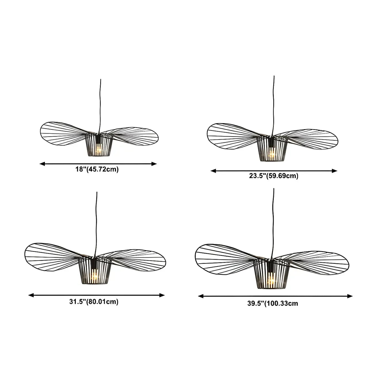 Suspension contemporaine au design linéaire ondulé en feuille de lotus, style chapeau.