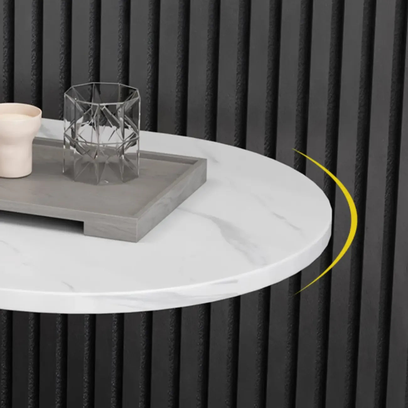 Table de chevet en métal avec comptoir en pierre et rangement ouvert