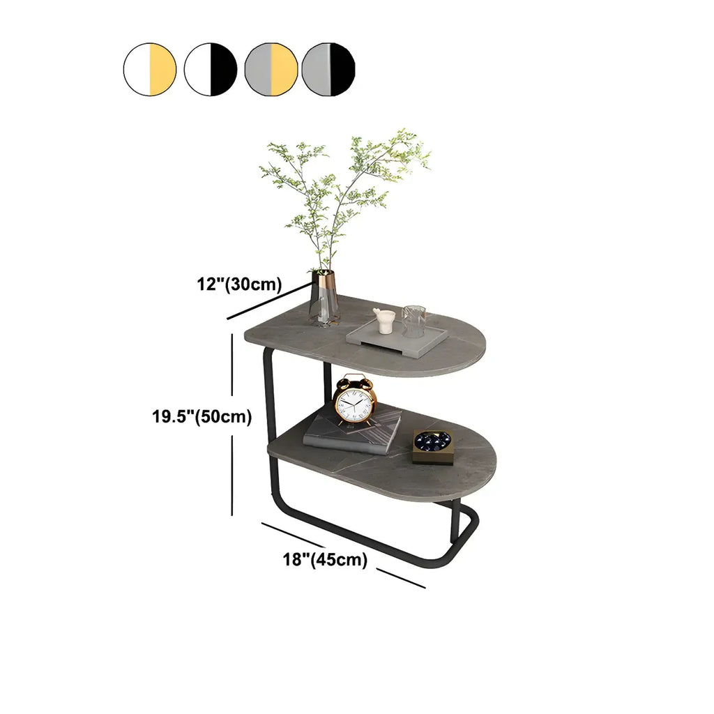 Table de chevet en métal avec comptoir en pierre et rangement ouvert
