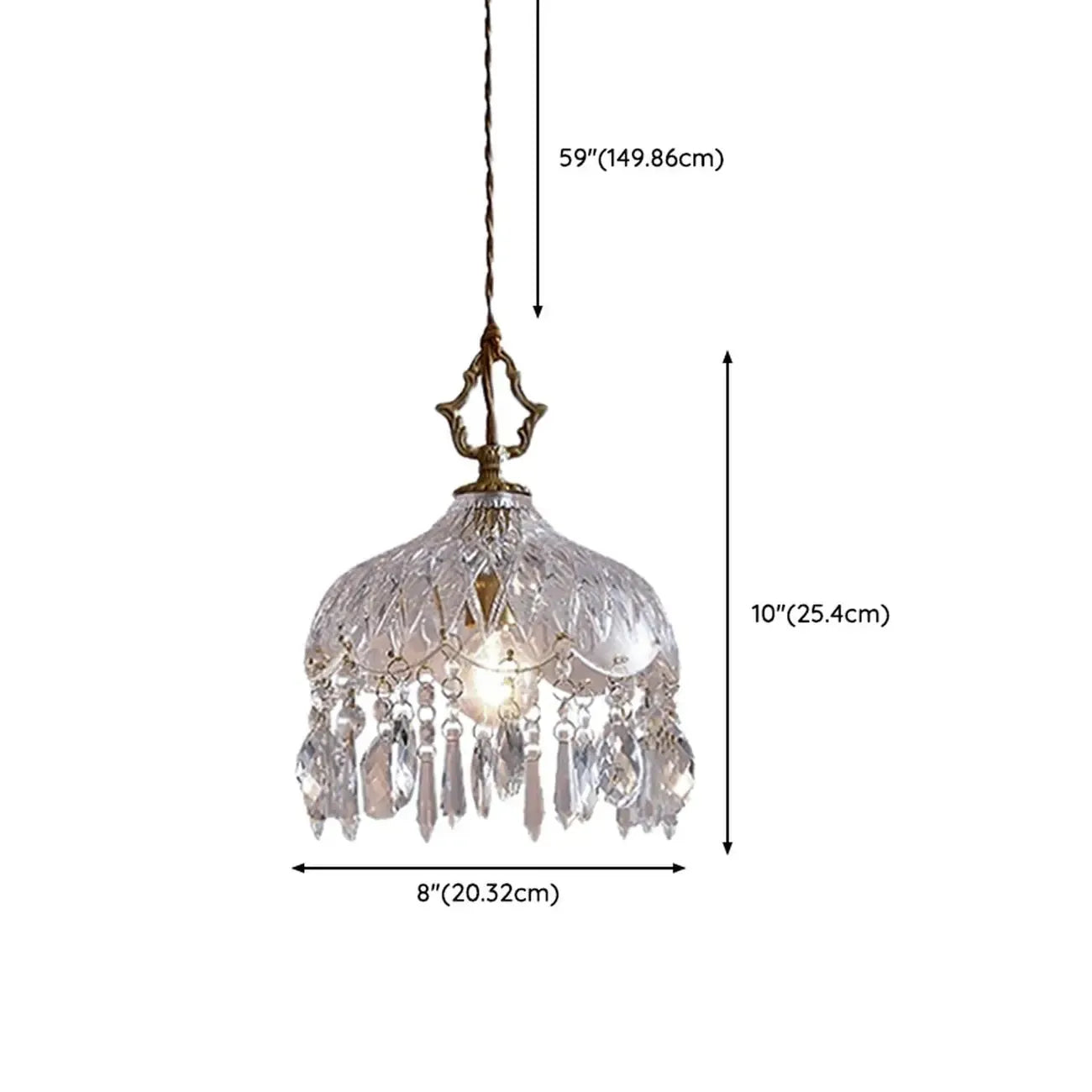 Lustre élégant en cristal clair avec des accents luxueux pour salon