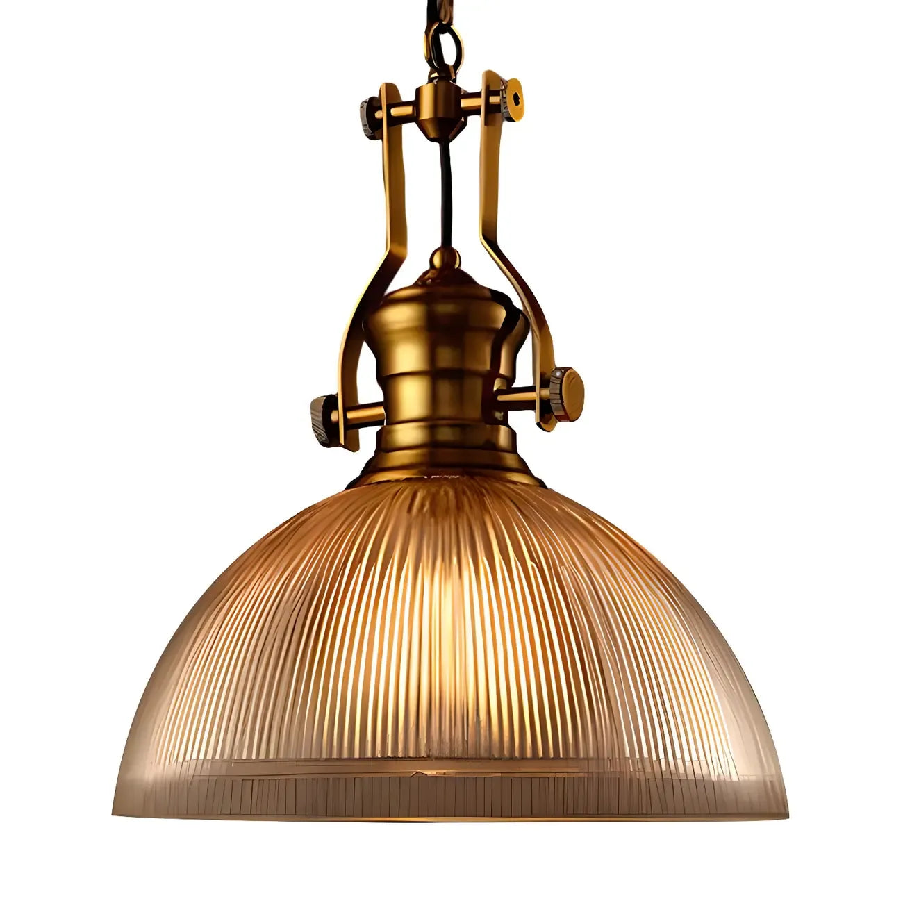 Suspension industrielle en verre ambré à dôme pour usage intérieur