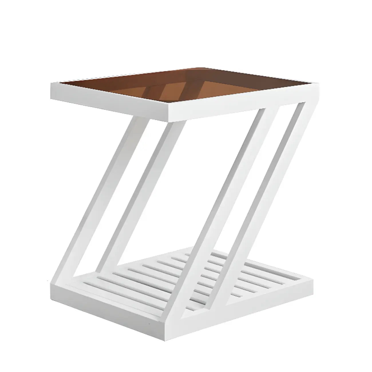 Table d'appoint en bois à 2 niveaux avec plateau en verre pour salon