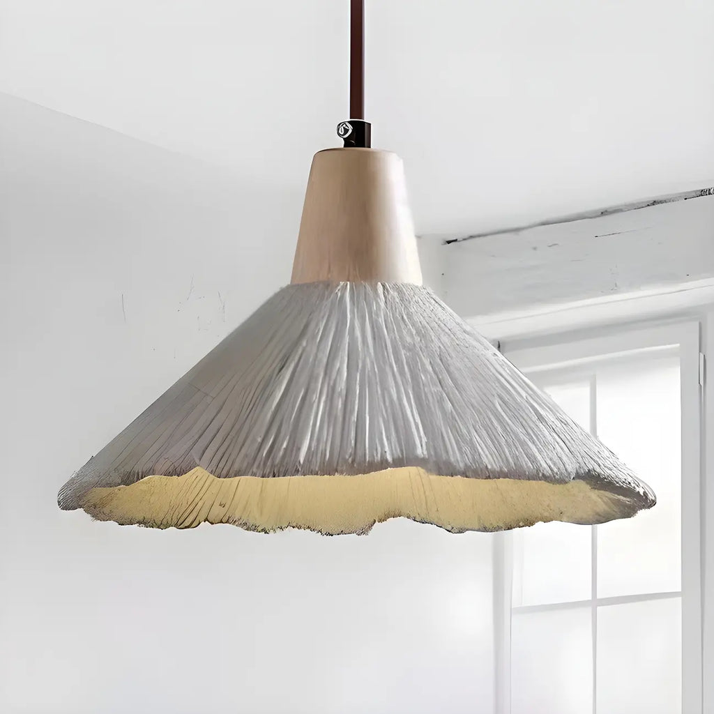 Suspension en bois gris avec motif de feuille de ginkgo pour salon