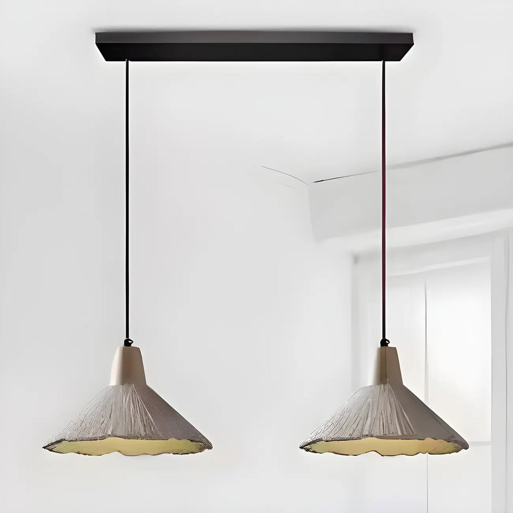 Suspension en bois gris avec motif de feuille de ginkgo pour salon