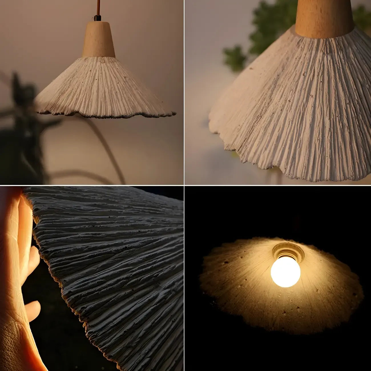 Suspension en bois gris avec motif de feuille de ginkgo pour salon