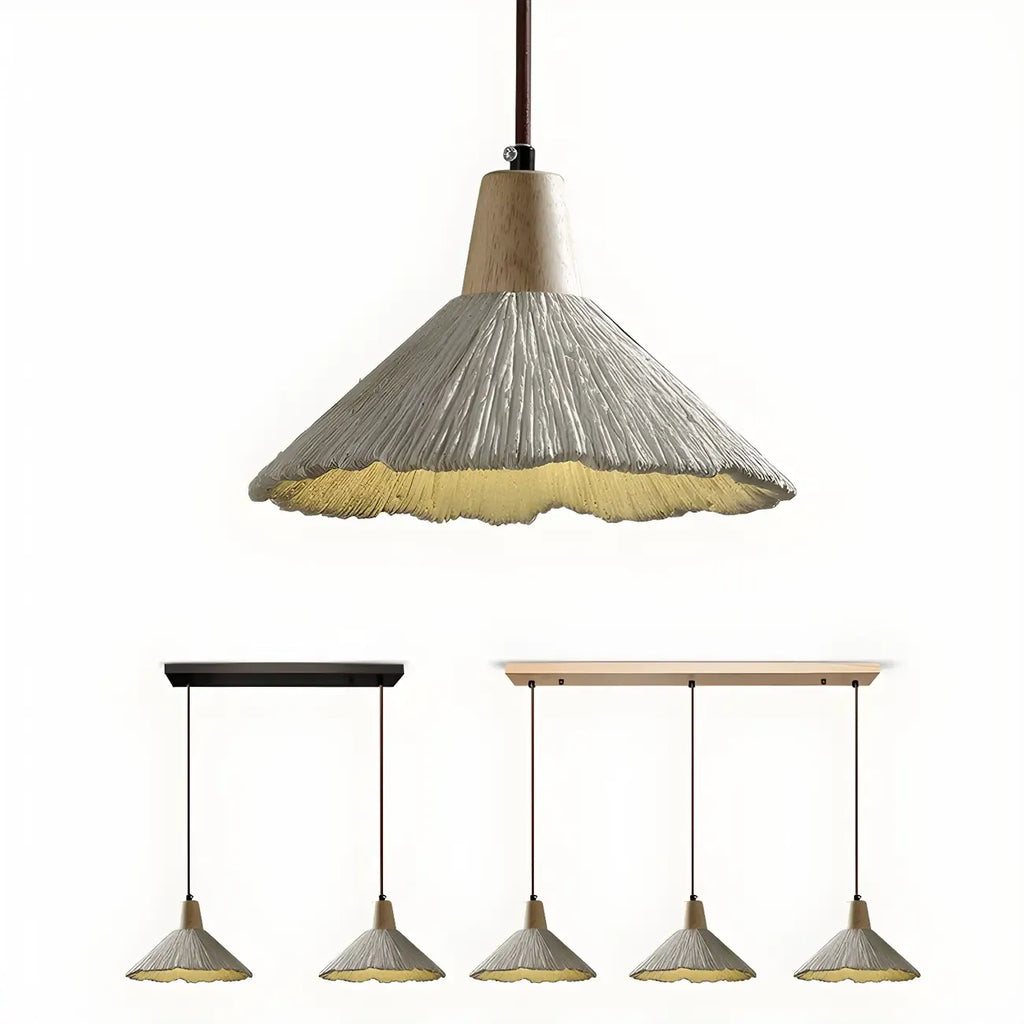 Suspension en bois gris avec motif de feuille de ginkgo pour salon