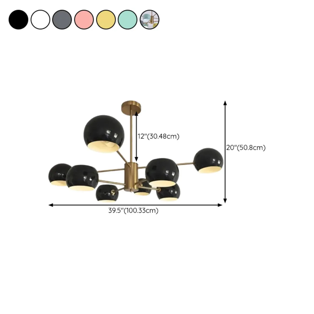 Lustre minimaliste moderne en métal avec abat-jour sphérique