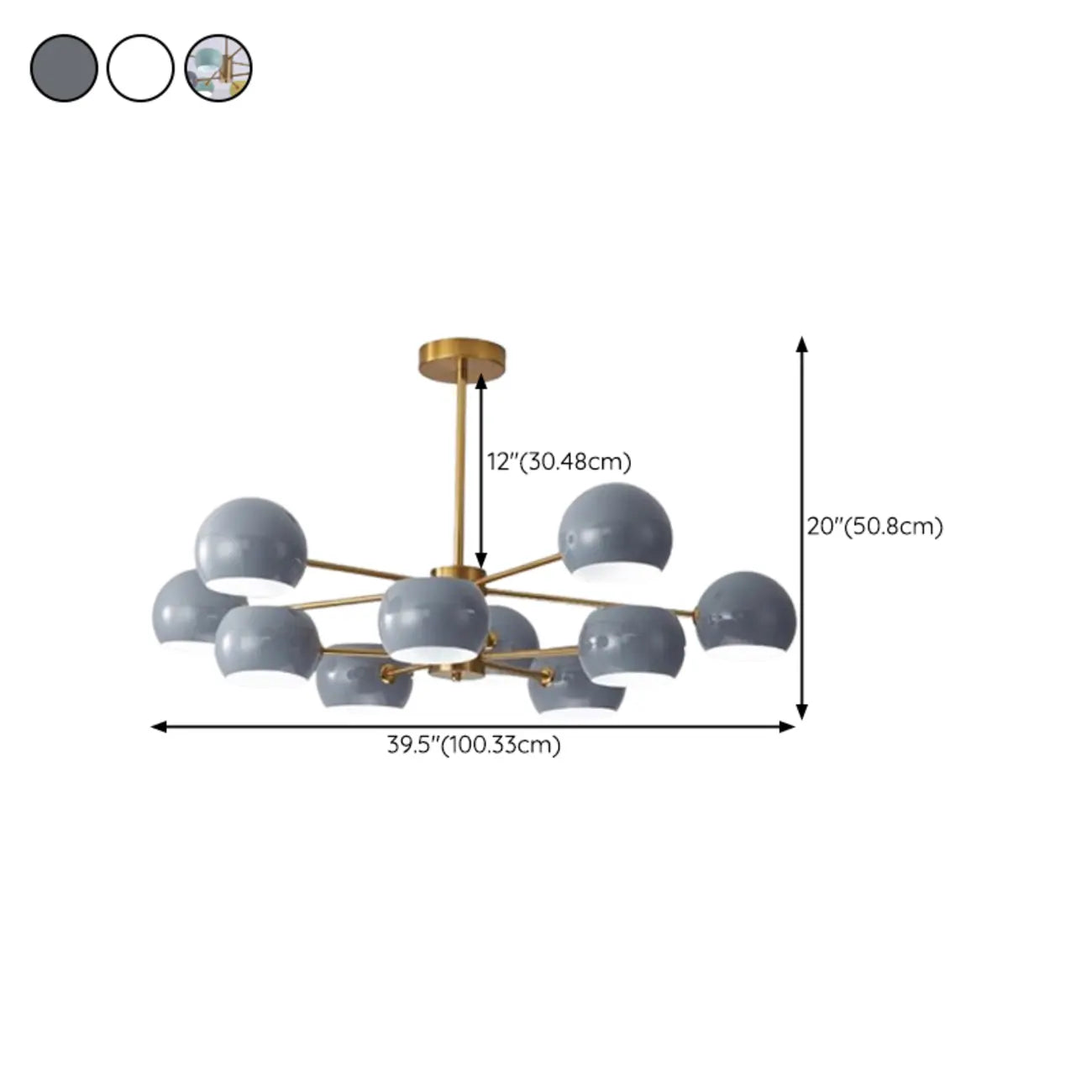 Lustre minimaliste moderne en métal avec abat-jour sphérique