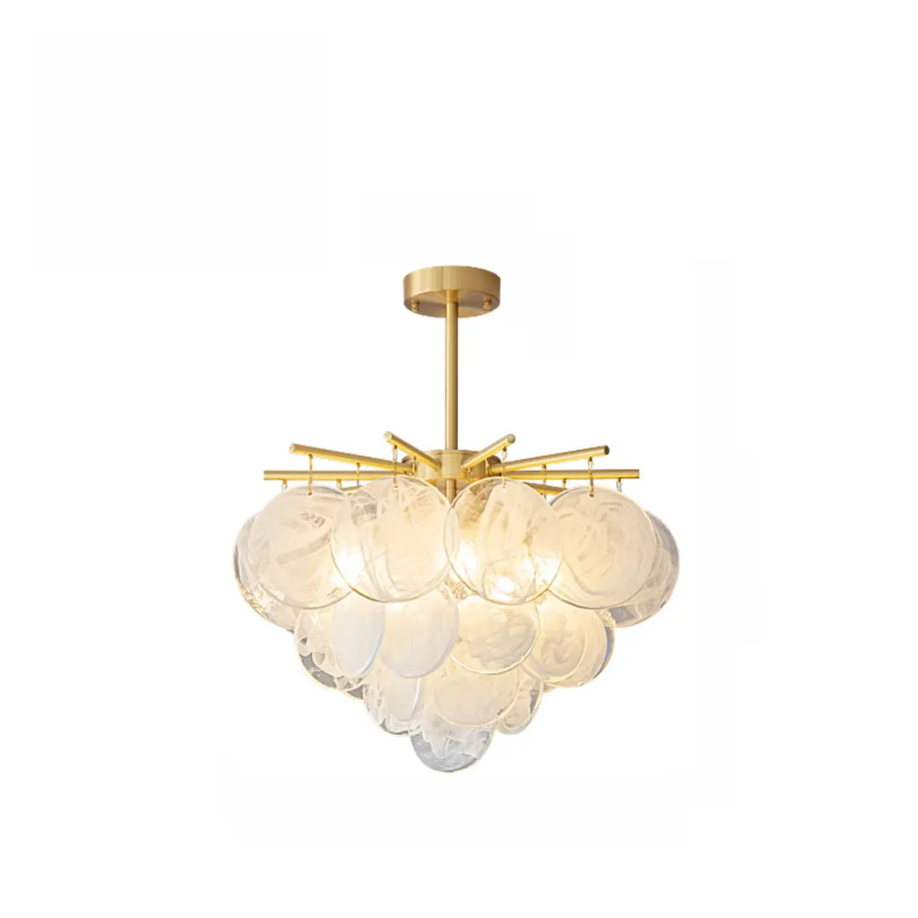 Lustre moderne à 3 niveaux en verre nuageux pour salon