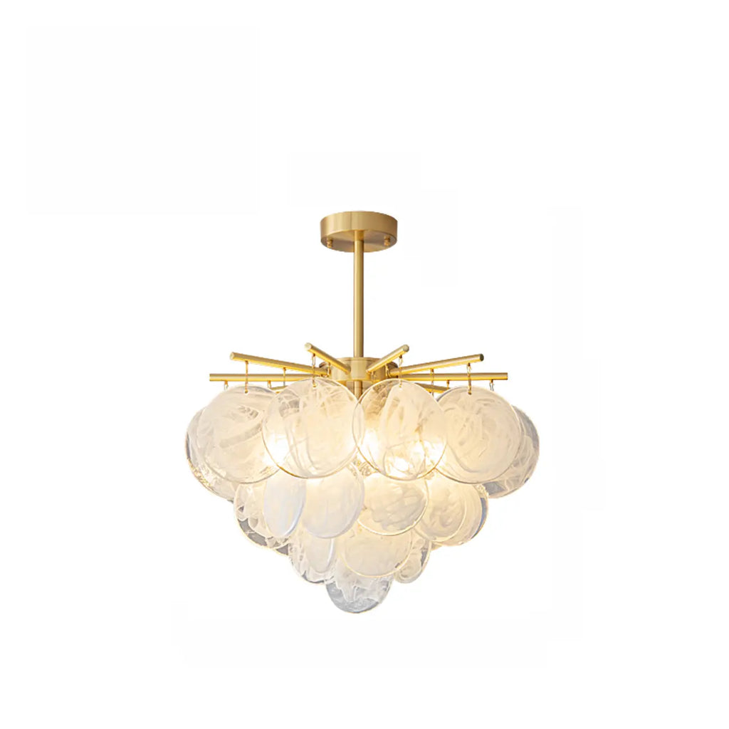 Lustre moderne à 3 niveaux en verre nuageux pour salon