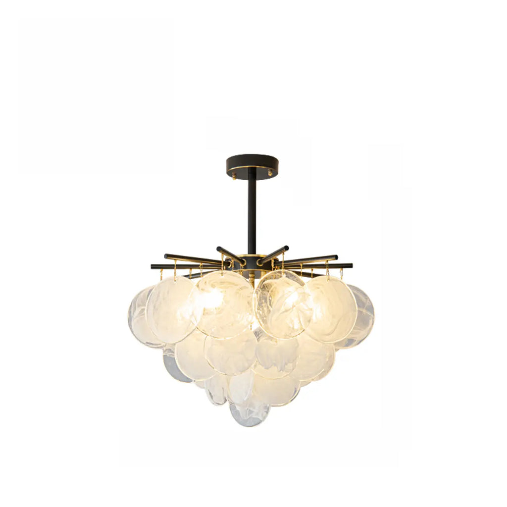 Lustre moderne à 3 niveaux en verre nuageux pour salon