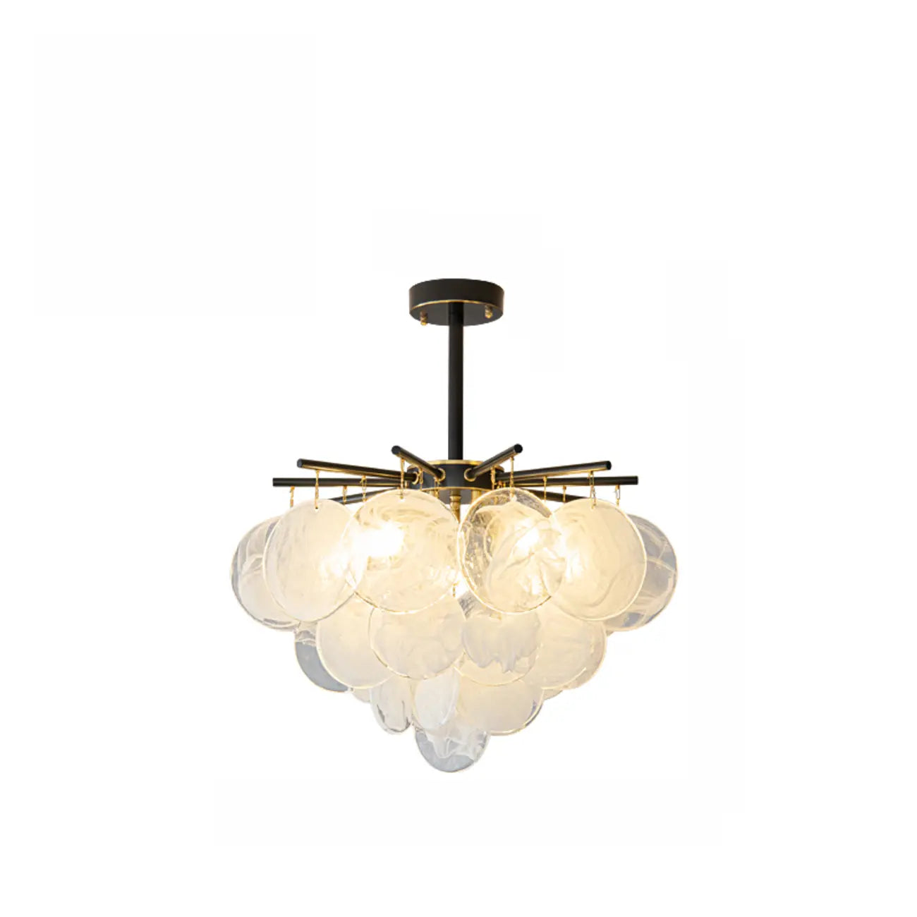 Lustre moderne à 3 niveaux en verre nuageux pour salon