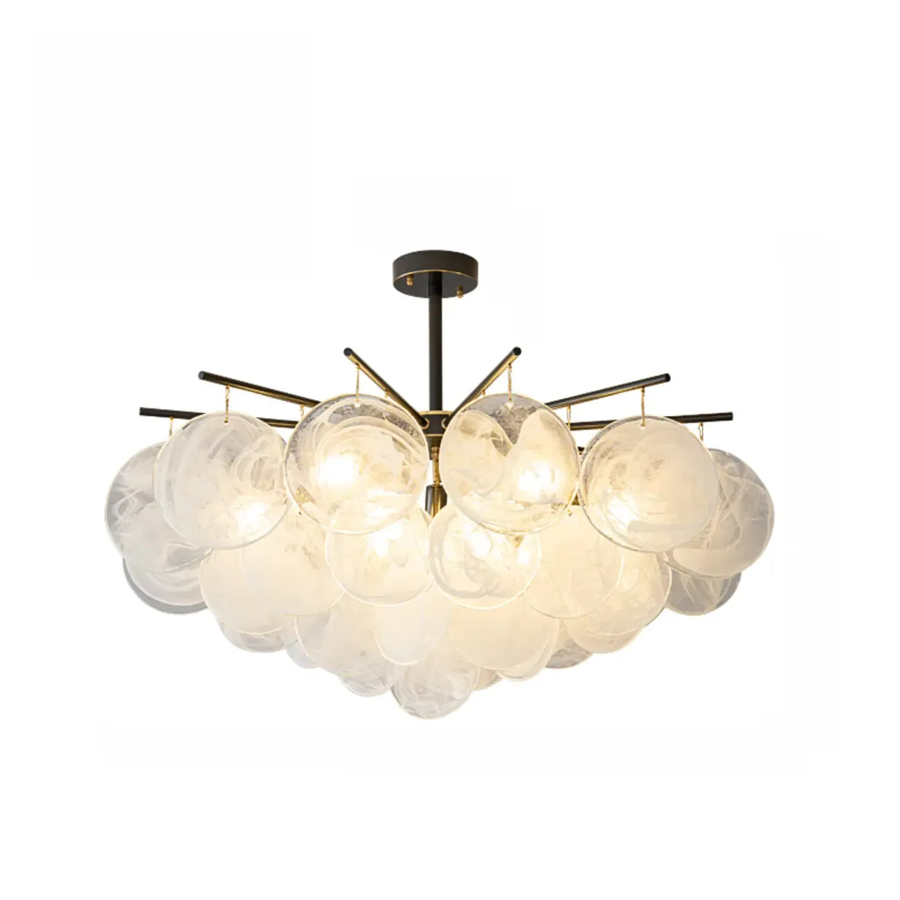 Lustre moderne à 3 niveaux en verre nuageux pour salon