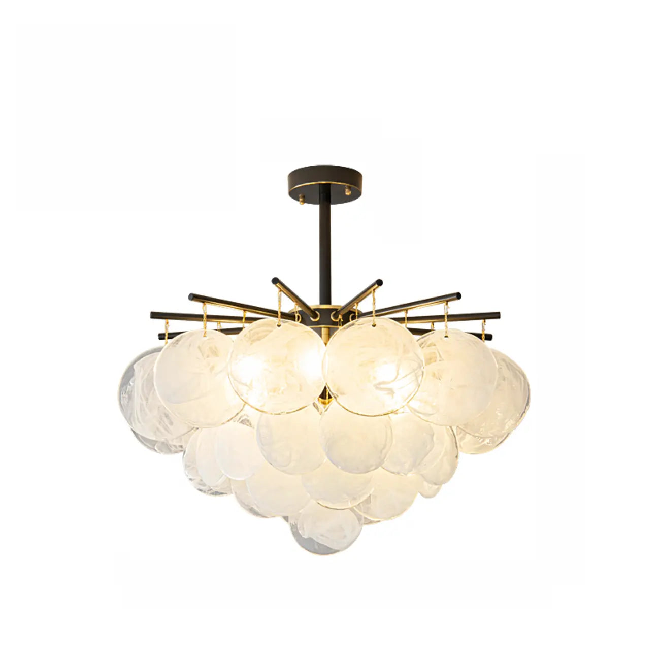 Lustre moderne à 3 niveaux en verre nuageux pour salon