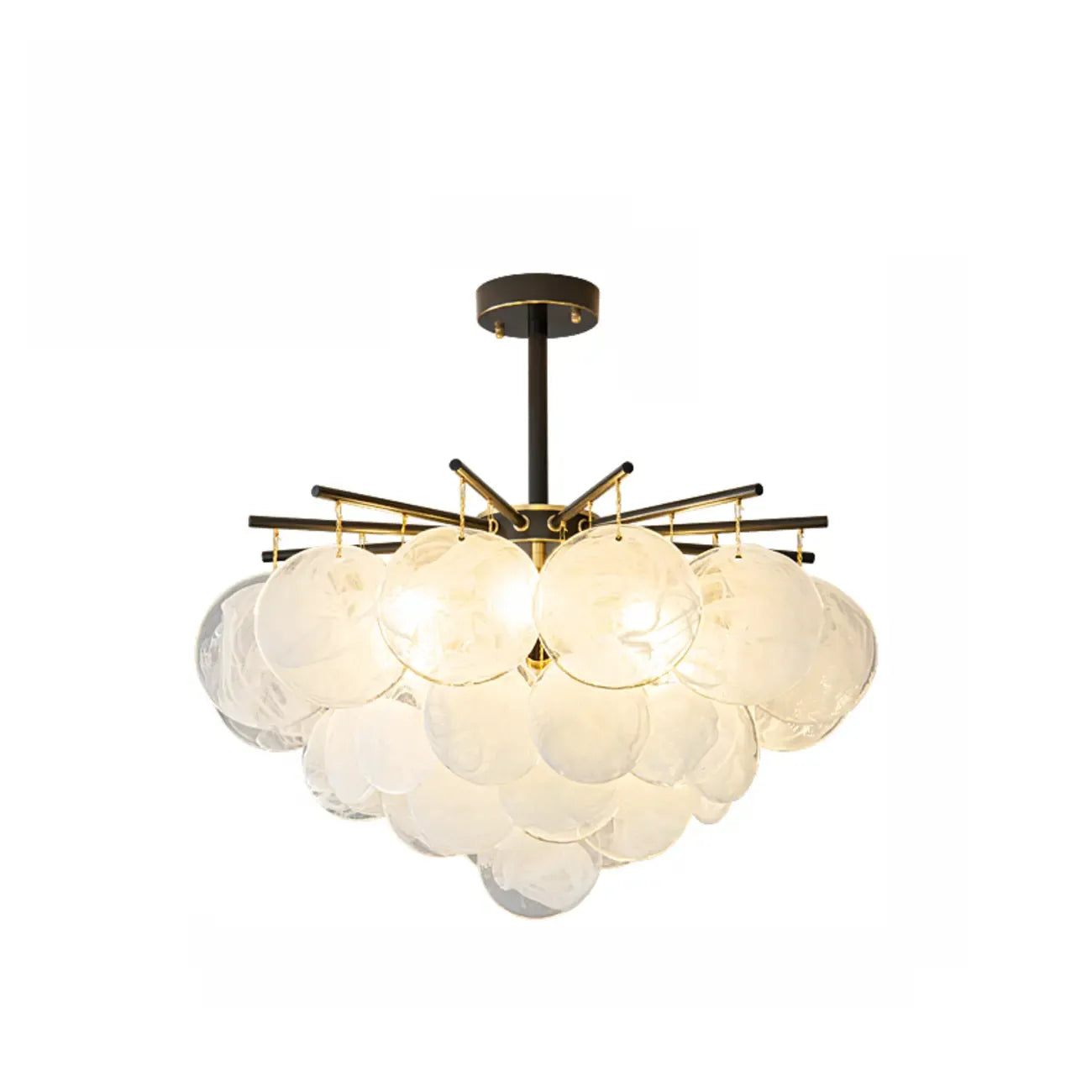 Lustre moderne à 3 niveaux en verre nuageux pour salon