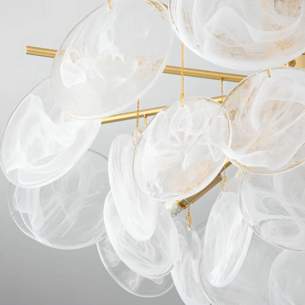 Lustre moderne à 3 niveaux en verre nuageux pour salon