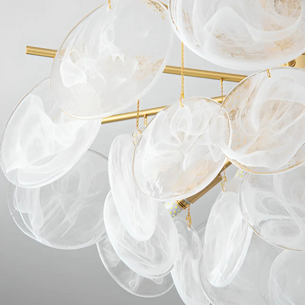 Lustre moderne à 3 niveaux en verre nuageux pour salon