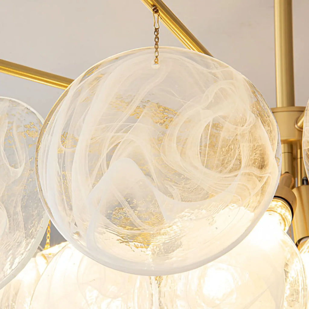 Lustre moderne à 3 niveaux en verre nuageux pour salon