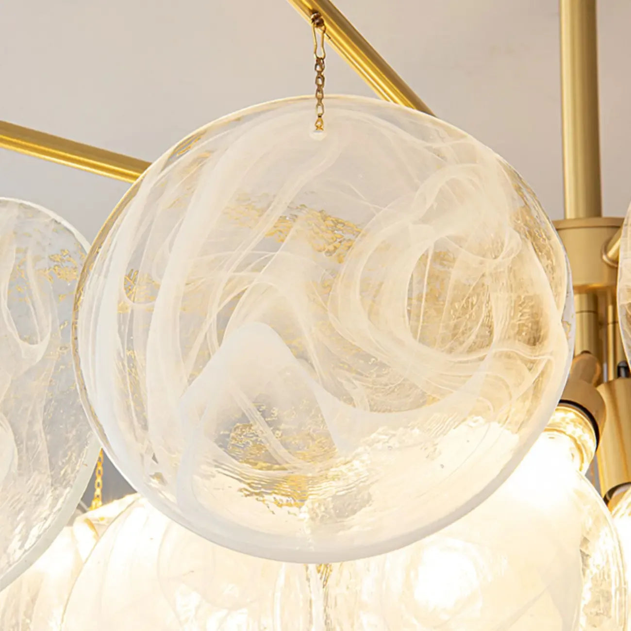 Lustre moderne à 3 niveaux en verre nuageux pour salon