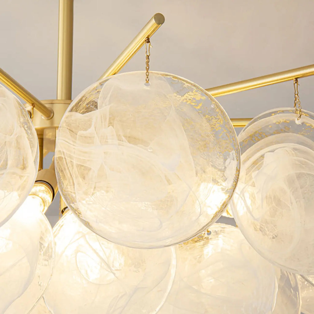 Lustre moderne à 3 niveaux en verre nuageux pour salon