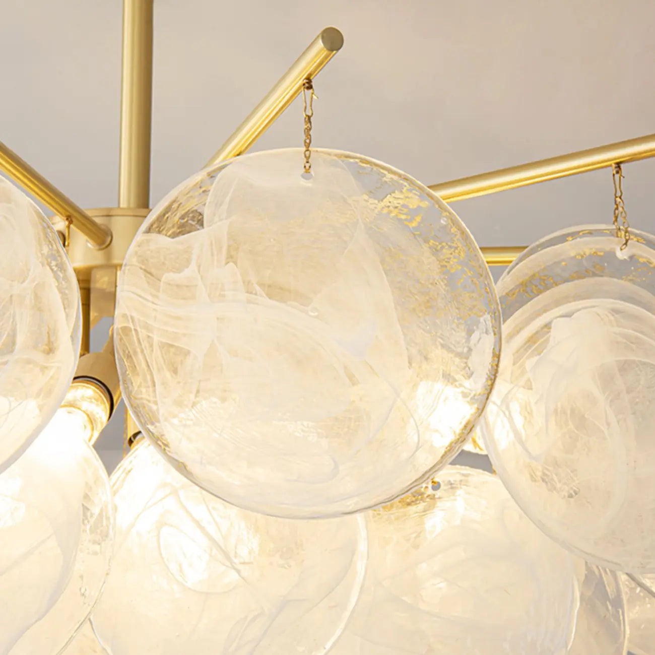 Lustre moderne à 3 niveaux en verre nuageux pour salon