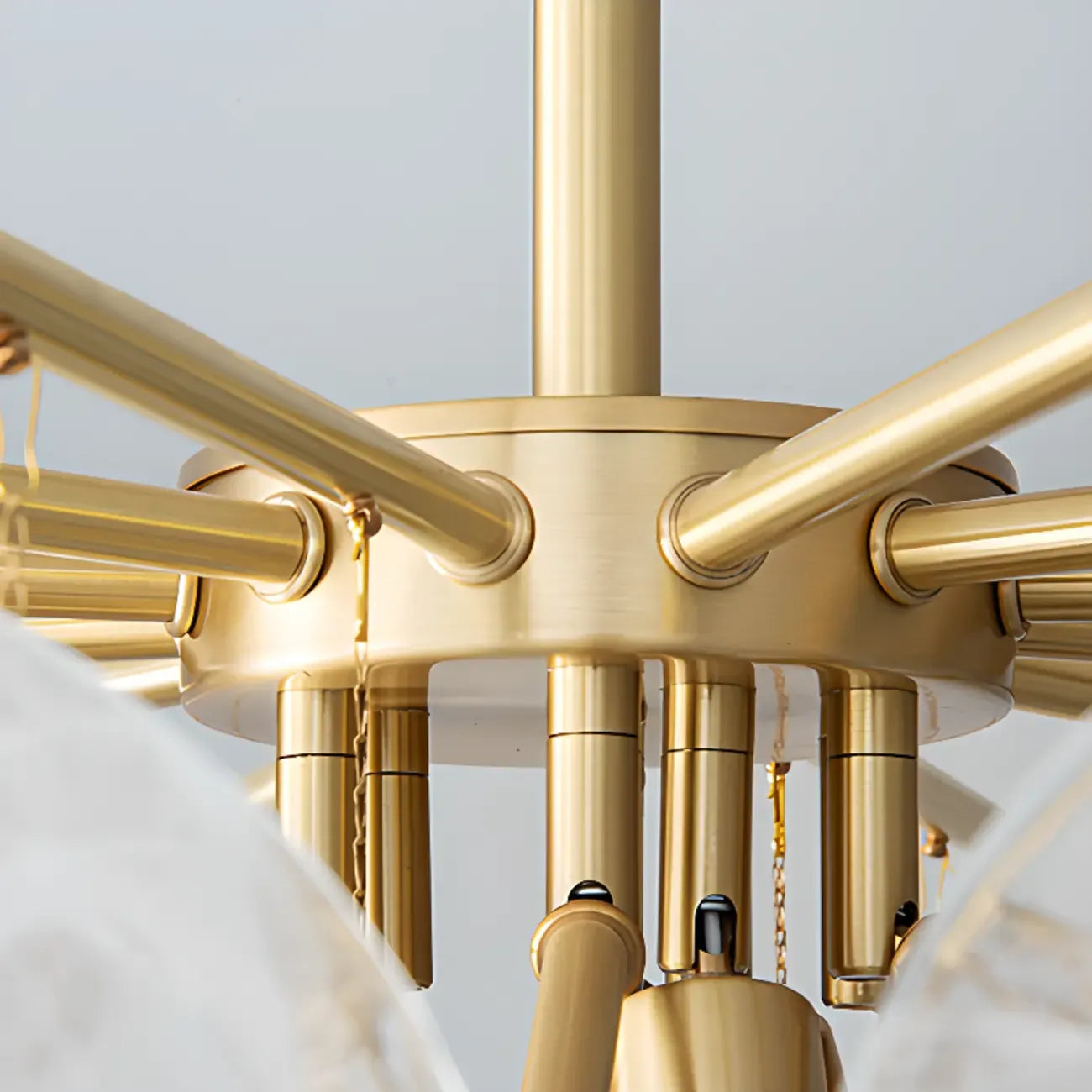 Lustre moderne à 3 niveaux en verre nuageux pour salon