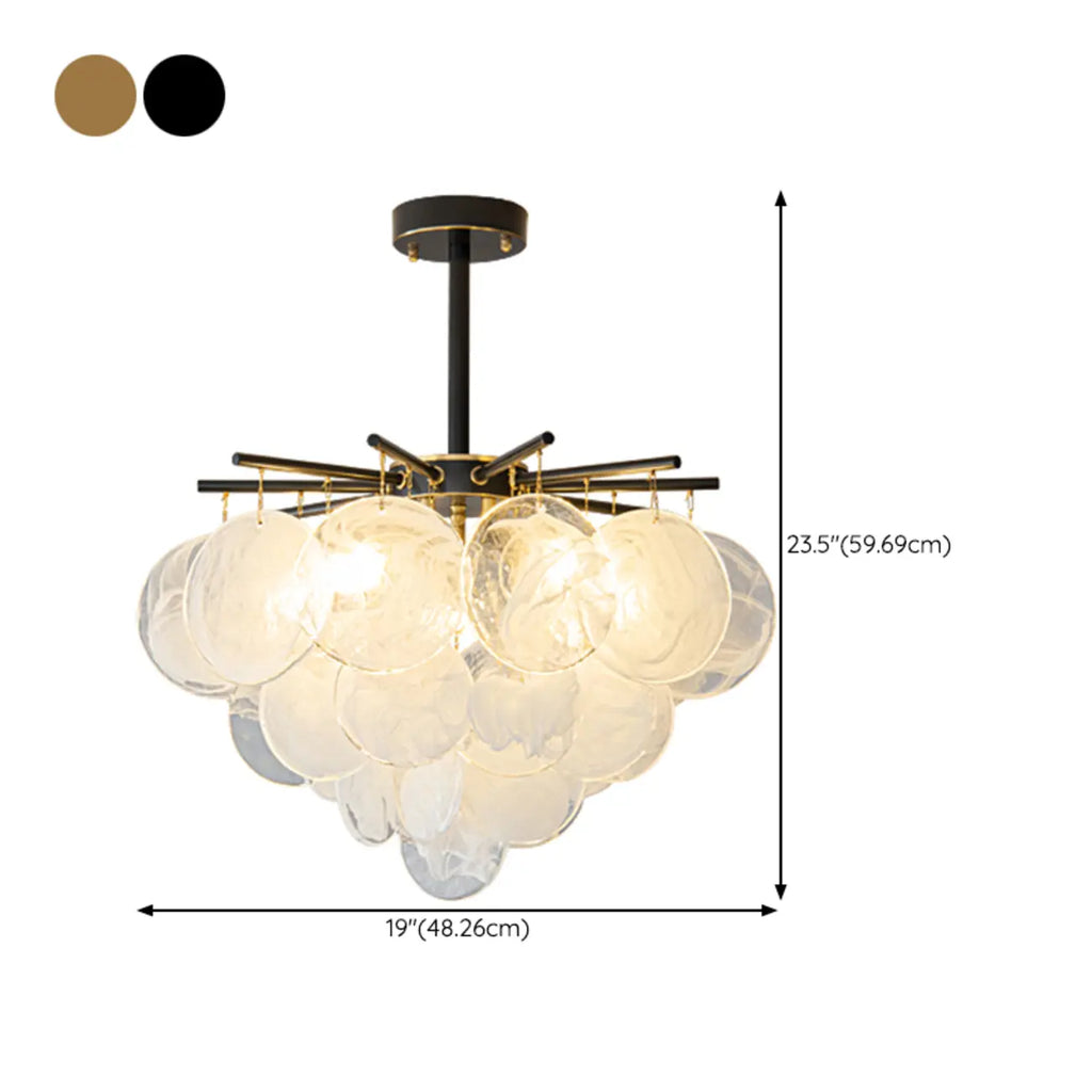 Lustre moderne à 3 niveaux en verre nuageux pour salon