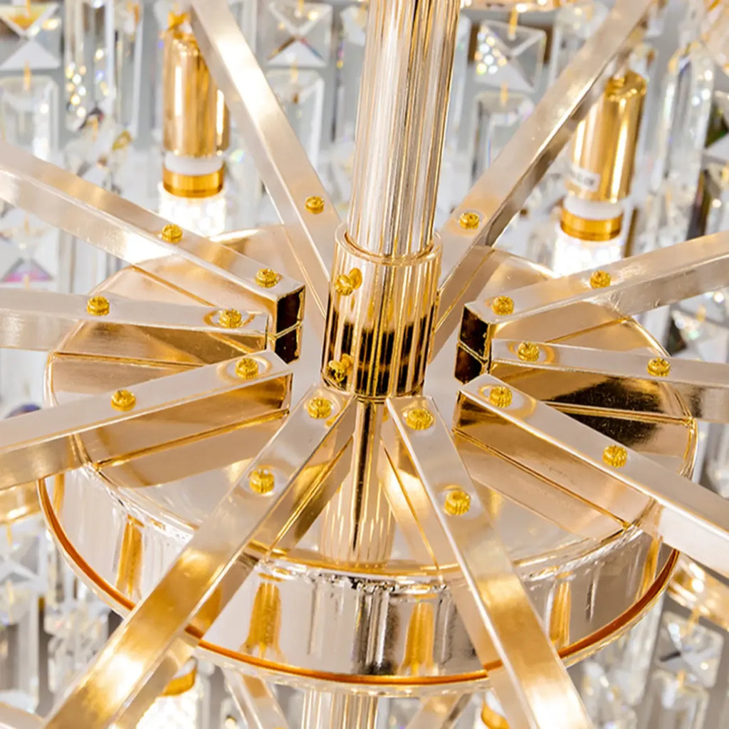 Lustre moderne de luxe en cristal à cascade pour hauts plafonds