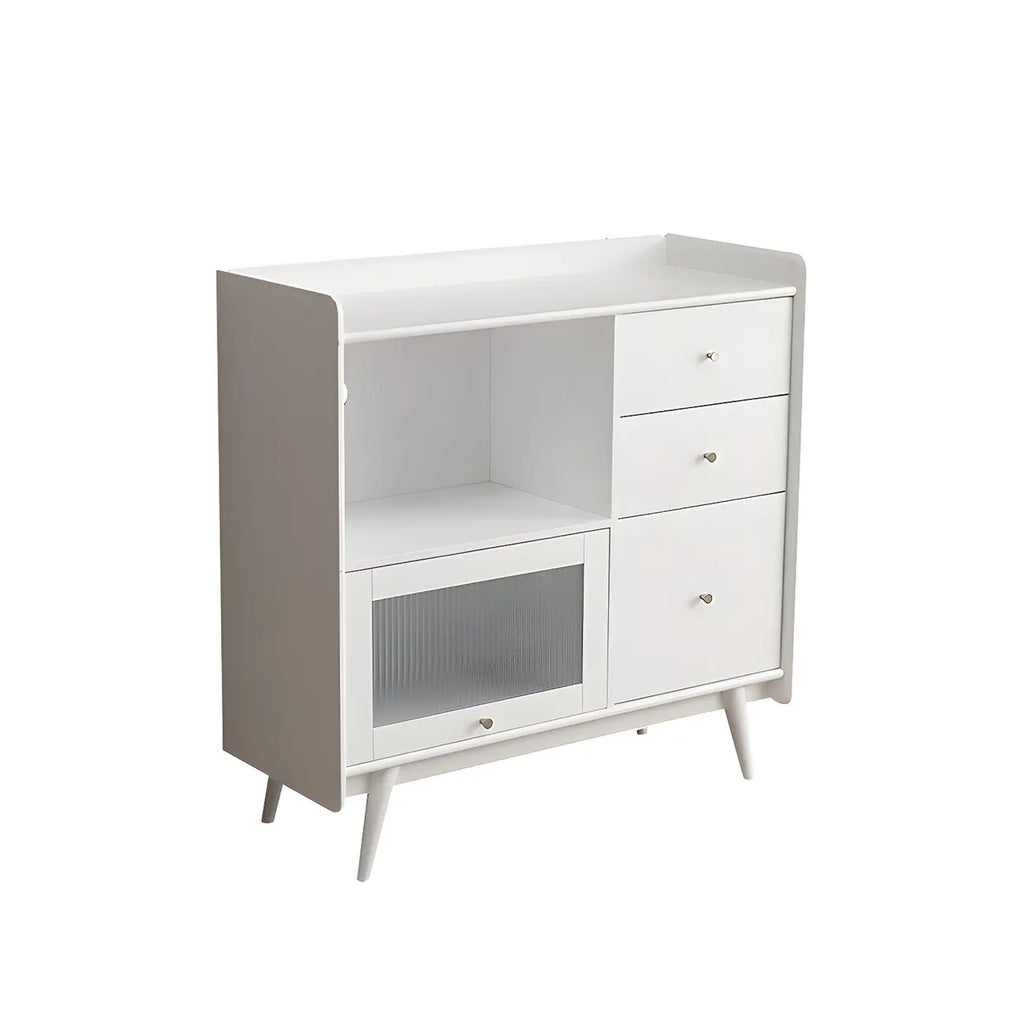 Buffet moderne à 3 tiroirs avec portes vitrées noires